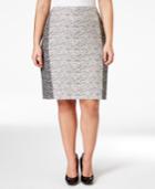 Calvin Klein Plus Size Colorblock Tweed Skirt