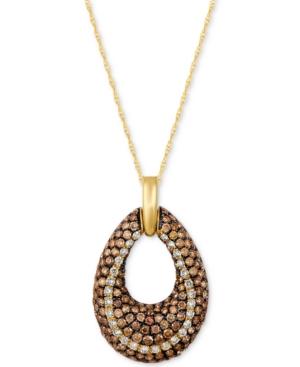 Le Vian Chocolatier Diamond Open Teardrop Pendant Necklace (1-9/10 Ct. T.w.) In 14k Gold