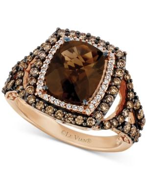 Le Vian Chocolatier Chocolate Quartz (2-3/4 Ct. T.w.) & Diamond (9/10 Ct. T.w.) Ring In 14k Rose Gold