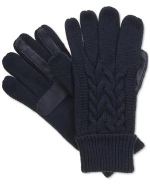 Isotoner Signature Solid Triple Cable Knit Palm Smartouch Tech Gloves