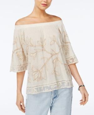Lucky Brand Embroidered Off-the-shoulder Top