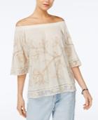 Lucky Brand Embroidered Off-the-shoulder Top