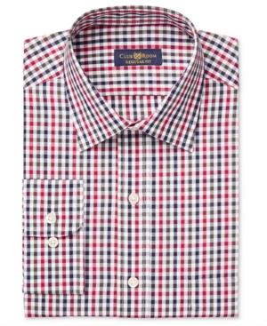 Club Room Men's Estate Classic-fit Wrinkle Resistant Holiday Gingham Dress Shirt, Only At Macy's