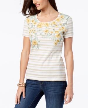 Karen Scott Printed Embellished T-shirt, Created For Macy's