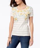 Karen Scott Printed Embellished T-shirt, Created For Macy's