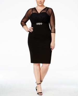 Alex Evenings Plus Size Illusion Embellished Sheath Dress