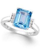 Blue Topaz (4 Ct. T.w.) And Diamond Accent Ring In 14k White Gold