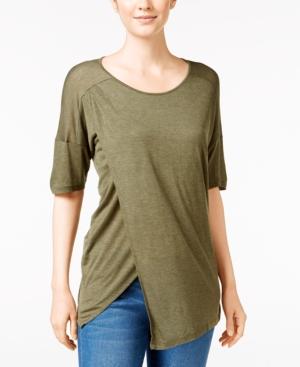 Kensie Crossover Asymmetrical-hem Top
