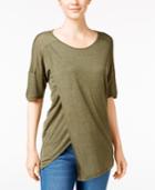Kensie Crossover Asymmetrical-hem Top