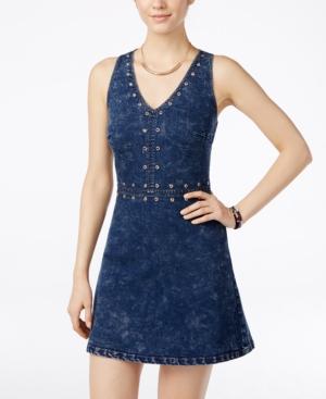 Marilyn Monroe Juniors' Grommet-detail Denim Dress