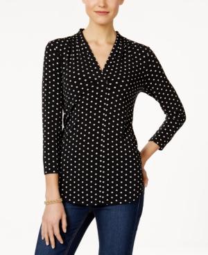 Charter Club Heart-print V-neck Top, Only At Macy's