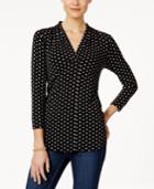 Charter Club Heart-print V-neck Top, Only At Macy's