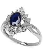 Sapphire (1 Ct. T.w.) And Diamond Accent Ring In 10k White Gold