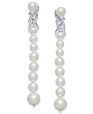 Danori Silver-tone Imitation Pearl & Pave Linear Drop Earrings, Created For Macy's