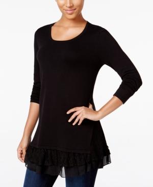 Style & Co. Lace-inset Layered-look Sweater, Only At Macy's