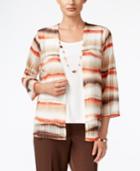 Alfred Dunner Santa Fe Collection Striped Layered-look Top