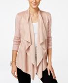 Inc International Concepts Petite Faux-suede Cardigan, Only At Macy's