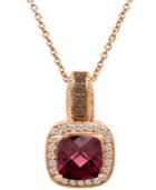 Le Vian Raspberry Rhodolite Garnet (1-4/5 Ct. T.w.) And Diamond (1/4 Ct. T.w.) Pendant Necklace In 14k Strawberry Rose Gold