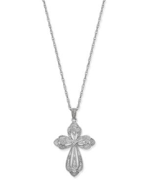 Diamond Cross Pendant Necklace (1/5 Ct. T.w.) In Sterling Silver