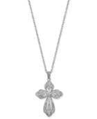 Diamond Cross Pendant Necklace (1/5 Ct. T.w.) In Sterling Silver