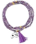 Unwritten Sisters Purple Beaded Wrap Tassel Bracelet With Silver-plated Brass Accents