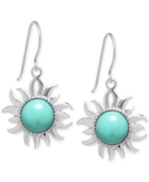 Manufactured Turquoise Sun Medallion Earrings In Sterling Silver (1-3/8 Ct. T.w.)