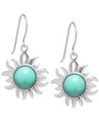 Manufactured Turquoise Sun Medallion Earrings In Sterling Silver (1-3/8 Ct. T.w.)