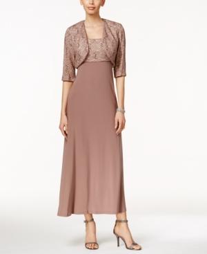 R & M Richards Sequined Lace Fit & Flare Dress And Jacket