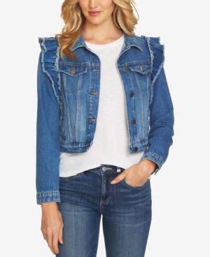 Cece Cotton Ruffled Denim Jacket