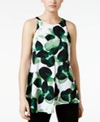 Alfani Petite Leaf-print Asymmetrical Top, Only At Macy's