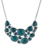 Lucky Brand Silver-tone Pave Blue Stone Statement Necklace