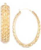 Diamond Accent Textured Hoop Earrings In 14k Gold Over Resin