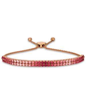 Le Vian Strawberry Layer Cake Pink Sapphire (2-1/4 Ct. T.w.) & Ruby (3/4 Ct. T.w.) Double Strand Bolo Bracelet (3 Ct. T.w.) In 14k Rose Gold