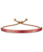 Le Vian Strawberry Layer Cake Pink Sapphire (2-1/4 Ct. T.w.) & Ruby (3/4 Ct. T.w.) Double Strand Bolo Bracelet (3 Ct. T.w.) In 14k Rose Gold