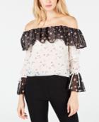 Project 28 Nyc Juniors' Printed Off-the-shoulder Ruffle Blouse