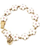 Betsey Johnson Gold-tone Pink Crystal Flower Bracelet