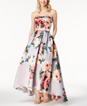 Betsy & Adam Floral-print Strapless Ballgown