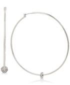 Kenneth Cole New York Silver-tone Crystal Bead Hoop Earrings