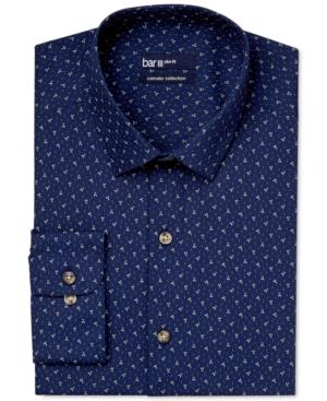 Bar Iii Carnaby Collection Indigo Leaf Print Dress Shirt, Only At Macy's