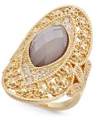 Inc International Concepts Gold-tone Large Stone Filigree Statement Ring, Only At Macy's