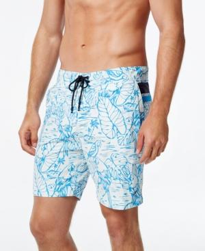 Tommy Hilfiger Men's Blue Ocean Floral-print Stripe Boardshorts