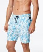 Tommy Hilfiger Men's Blue Ocean Floral-print Stripe Boardshorts