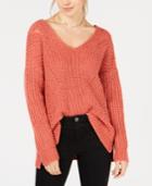 Hippie Rose Juniors' Crisscross-back Pointelle Sweater