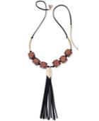 Inc International Concepts Gold-tone And Wood Long Tassel Necklace, Only At Macy's