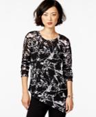 Bar Iii Printed Asymmetrical Snit Top, Only At Macy's