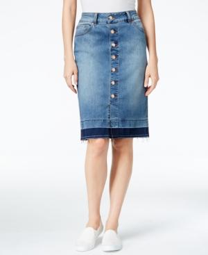 Jag Button-front Denim Pencil Skirt