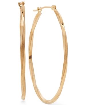Large Oval Twist Hoop Earrings In 10k Gold