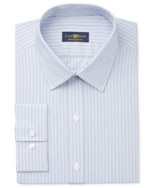 Club Room Estate Men's Wrinkle Resistant Grey Stripe Dress Shirt, Only At Macy's