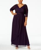 Adrianna Papell Plus Size Embellished Faux-wrap Gown