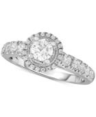 Diamond Round Halo Engagement Ring (1 Ct. T.w.) In 14k White Gold